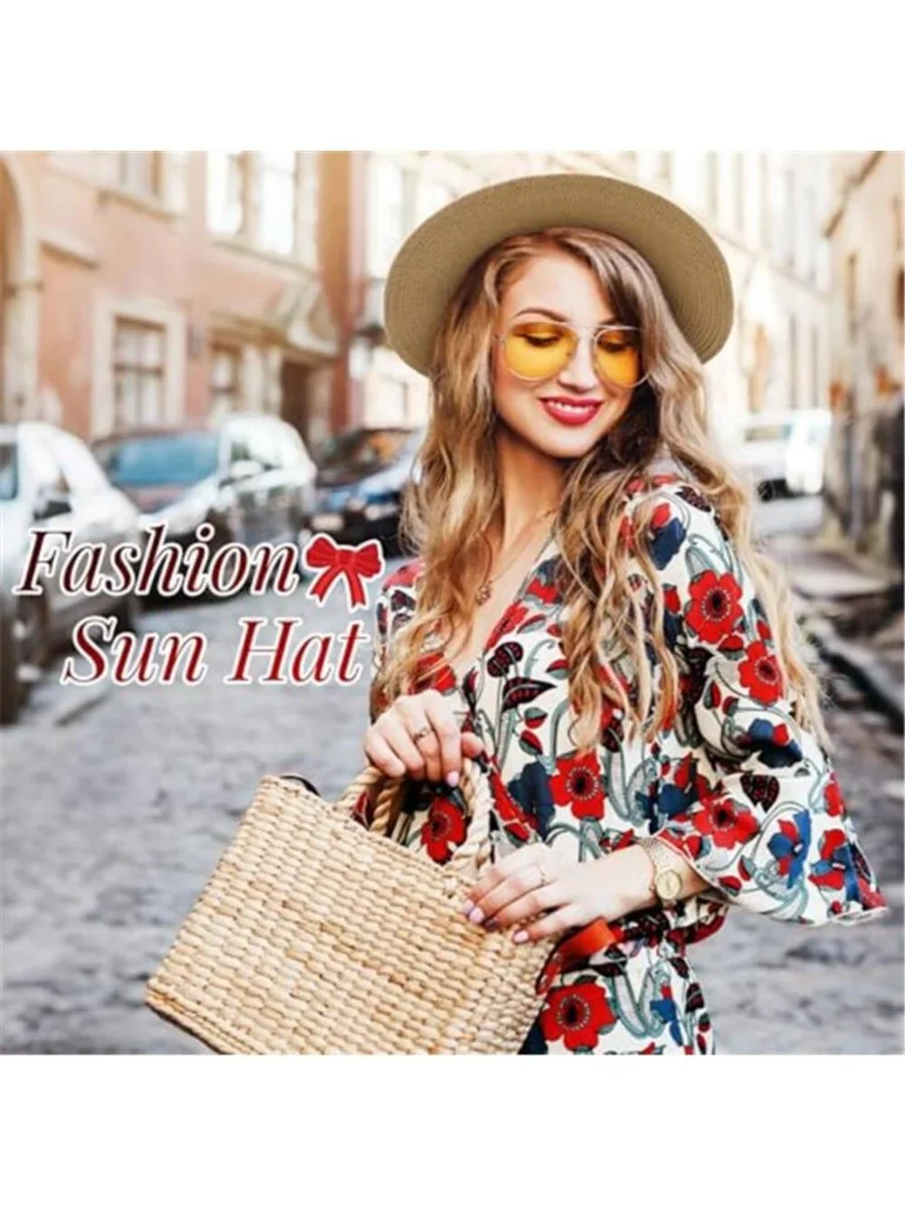 Sun Hats for Women Straw Beach Hat UV Sun Protection Foldable Bowknot Sun